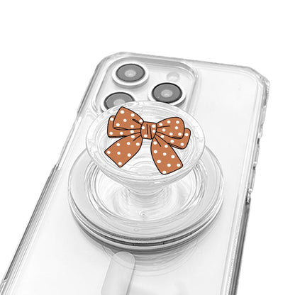 Brown Polka Dot Bow Phone Grip
