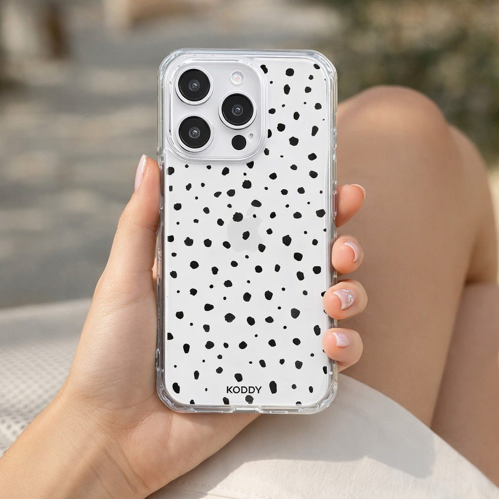 Brush Ink Polka Dot Clear Phone Case-KODDY aesthetic iphone case UK