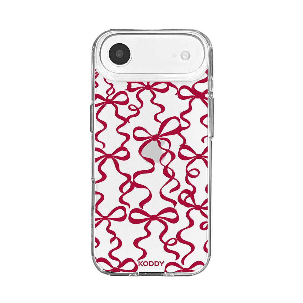 Cherry Red Ribbon Bow Pattern Clear Phone Case-KODDY aesthetic iphone case UK