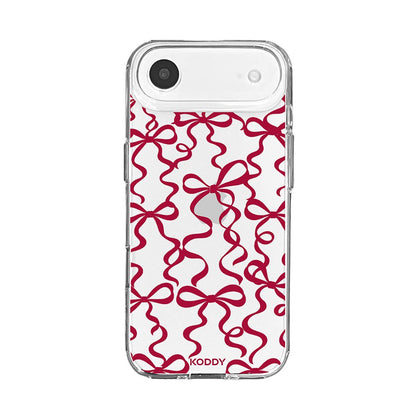 Cherry Red Ribbon Bow Pattern Clear Phone Case-KODDY aesthetic iphone case UK
