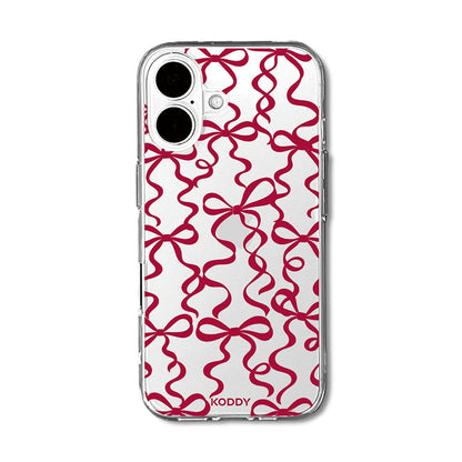 Cherry Red Ribbon Bow Pattern Clear Phone Case-KODDY aesthetic iphone case UK