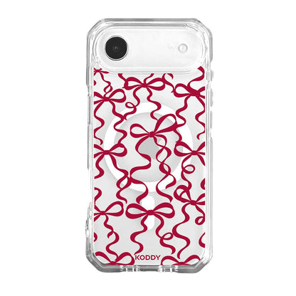 Cherry Red Ribbon Bow Pattern Clear Phone Case-KODDY aesthetic iphone case UK