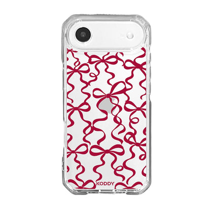 Cherry Red Ribbon Bow Pattern Clear Phone Case-KODDY aesthetic iphone case UK