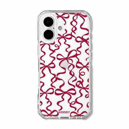 Cherry Red Ribbon Bow Pattern Clear Phone Case-KODDY aesthetic iphone case UK