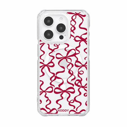 Cherry Red Ribbon Bow Pattern Clear Phone Case-KODDY aesthetic iphone case UK