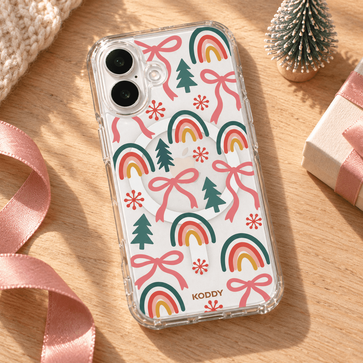 Christmas Bow & Rainbow Aesthetic Phone Case-KODDY aesthetic iphone case UK