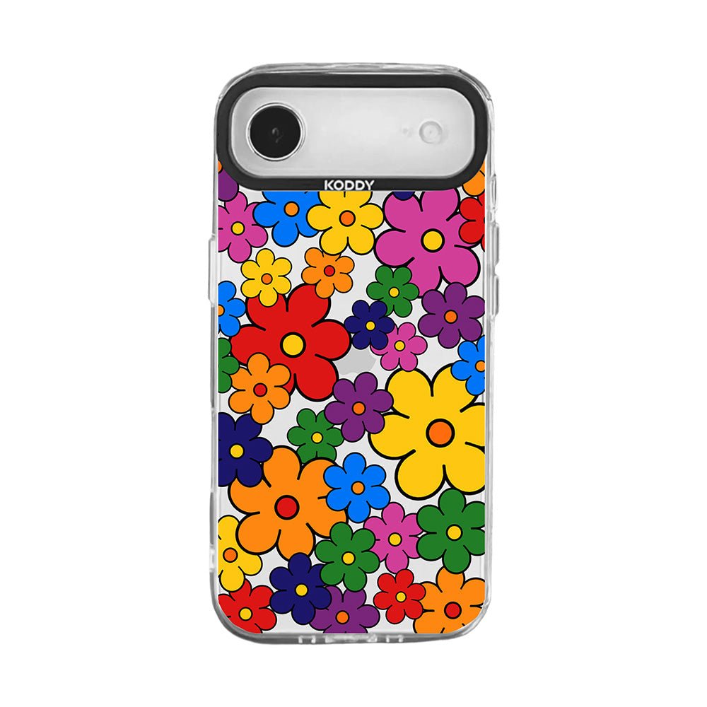 Colorful Retro Pop Flower Pattern iPhone Case