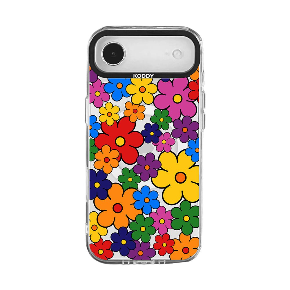 Colorful Retro Pop Flower Pattern iPhone Case