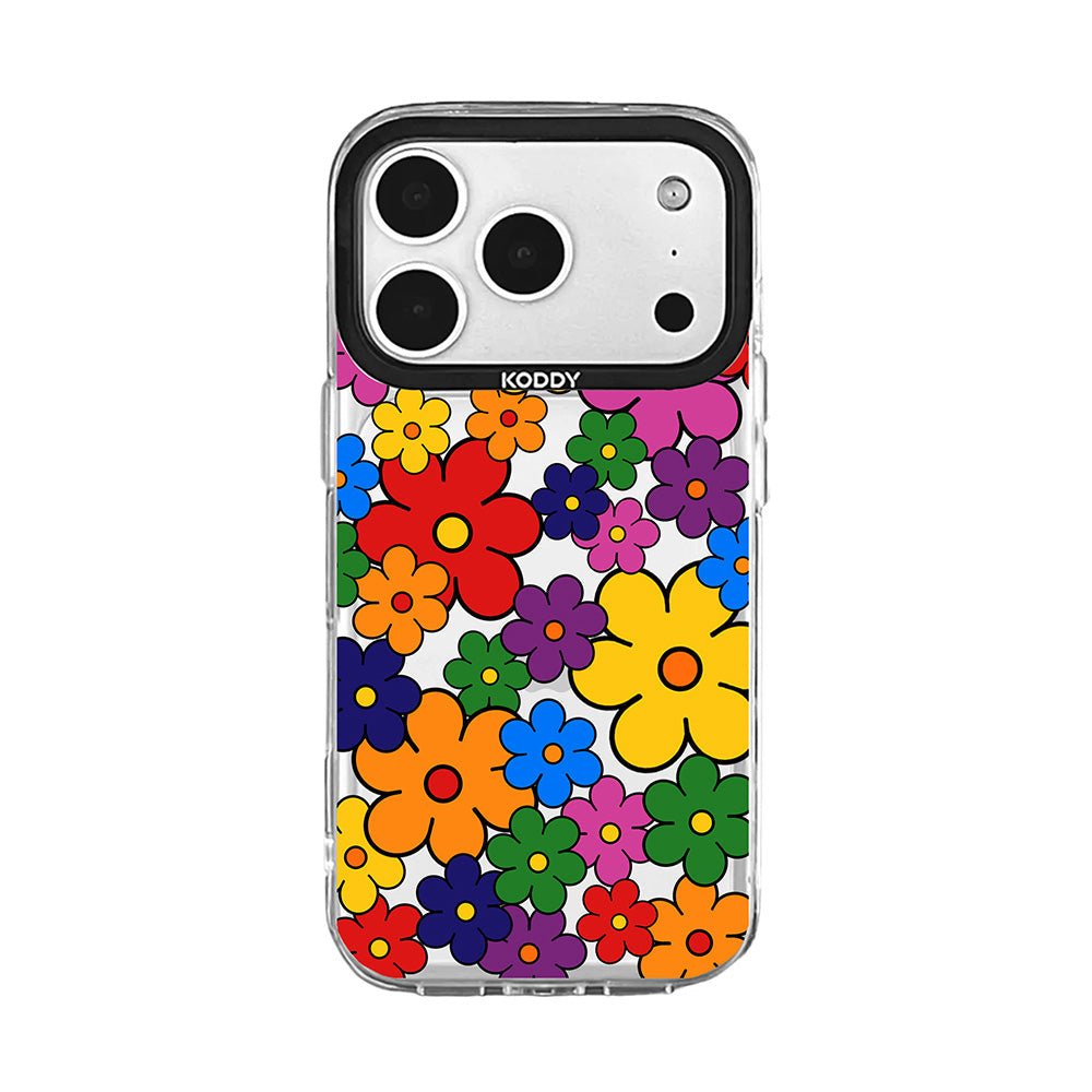 Colorful Retro Pop Flower Pattern iPhone Case