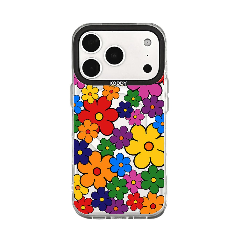 Colorful Retro Pop Flower Pattern iPhone Case