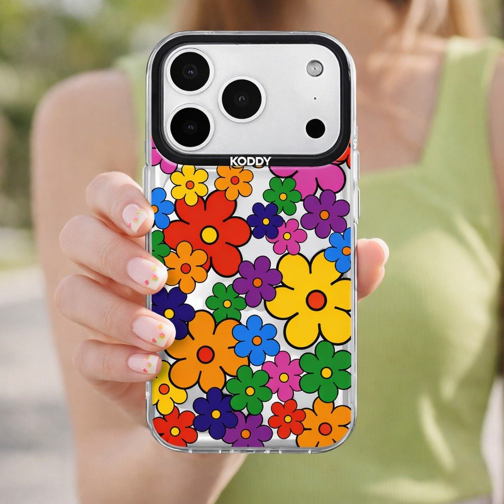 Colorful Retro Pop Flower Pattern iPhone Case - KODDY aesthetic iphone case UK
