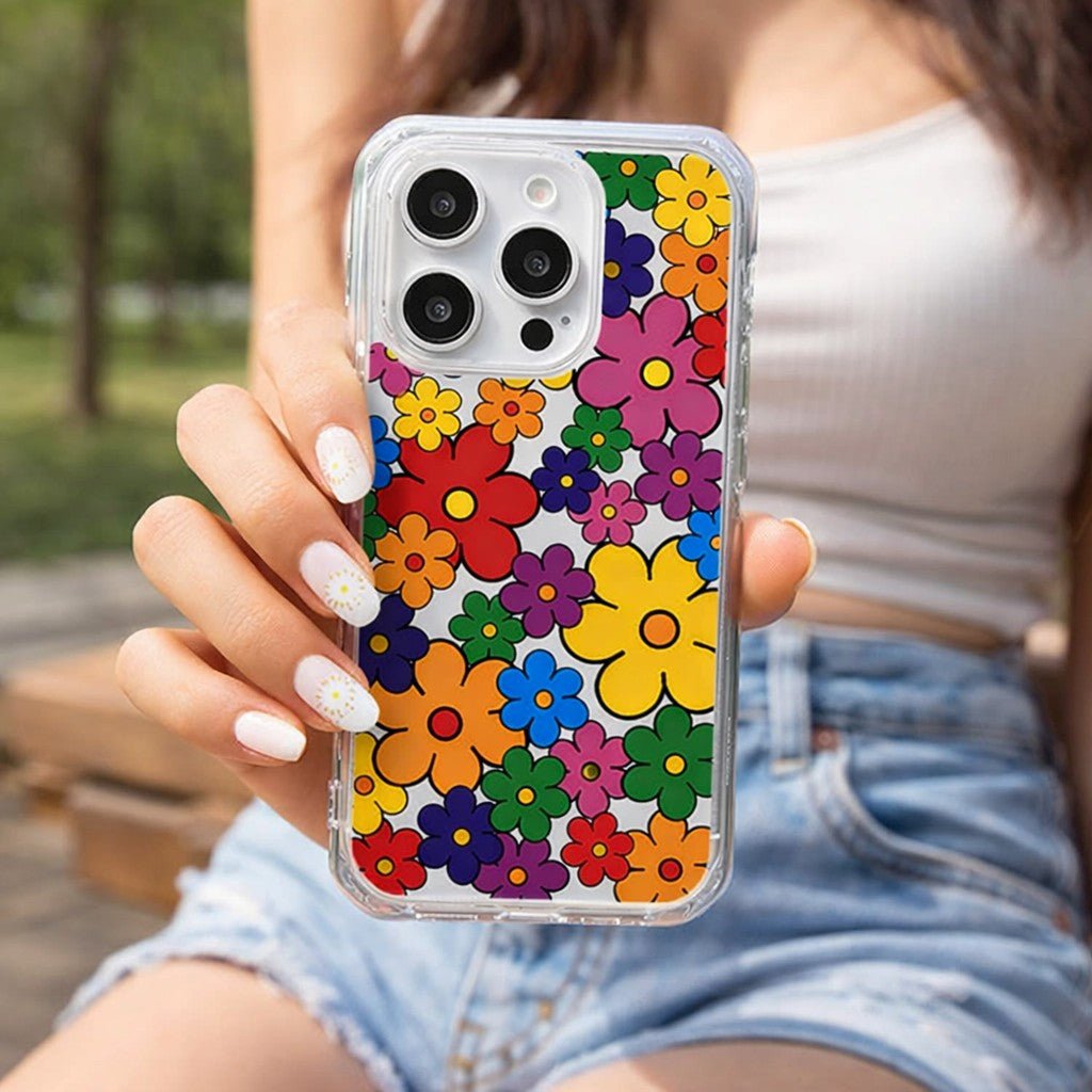 Colorful Retro Pop Flower Pattern Phone Case - KODDY aesthetic iphone case UK