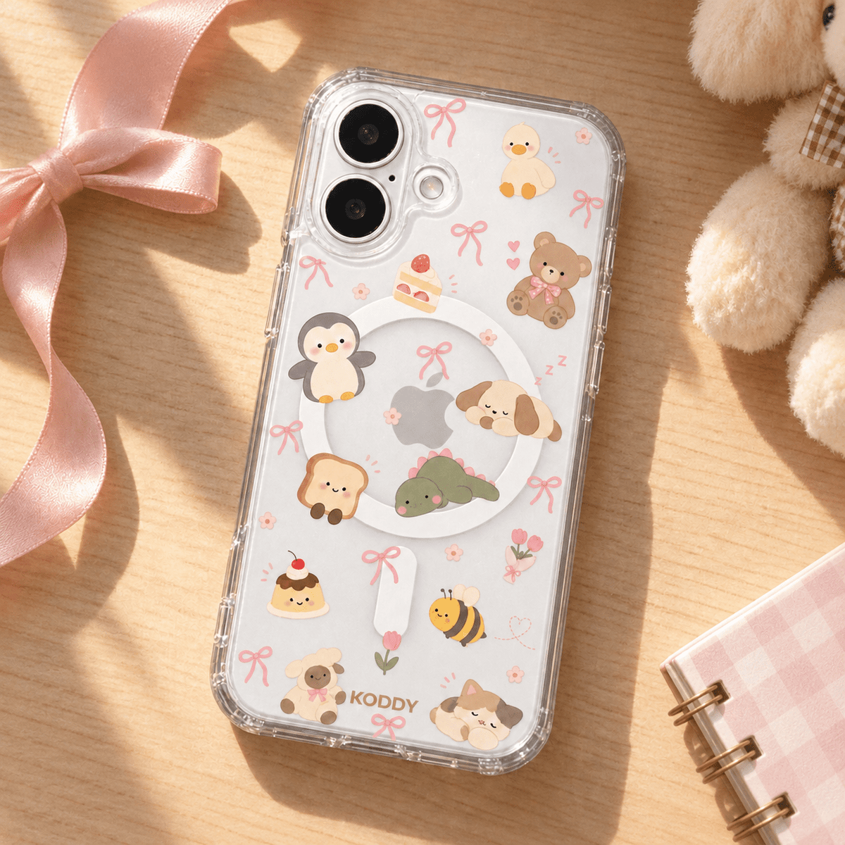 Cute Animal & Bow Aesthetic Phone Case-KODDY aesthetic iphone case UK
