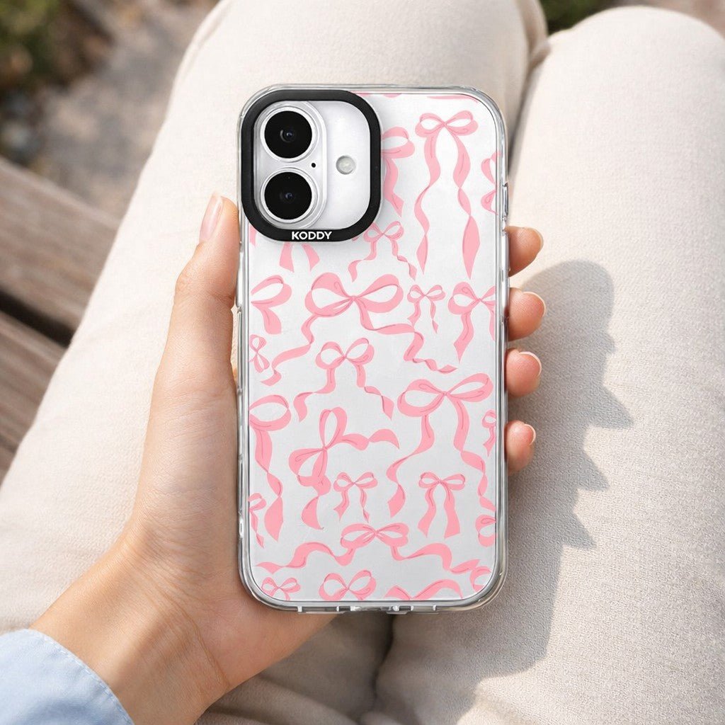 Cute Baby Pink Ribbon Bows iPhone Case - KODDY aesthetic iphone case UK