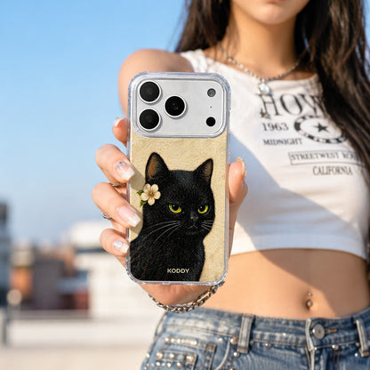 Cute Black Cat Portrait Phone Case-KODDY aesthetic iphone case UK