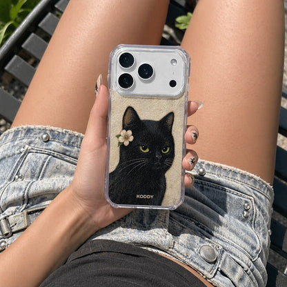 Cute Black Cat Portrait Phone Case-KODDY aesthetic iphone case UK