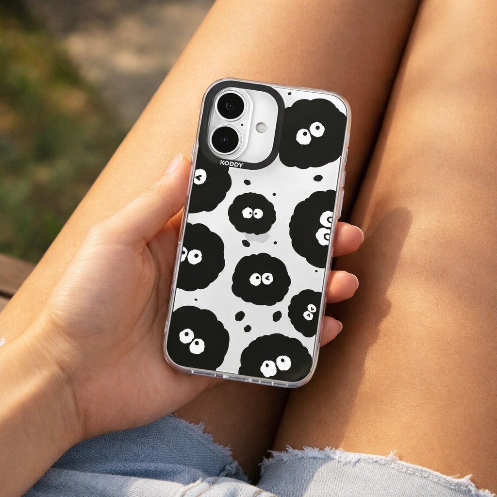 Cute Black Dust Pattern Clear iPhone Case - KODDY aesthetic iphone case UK