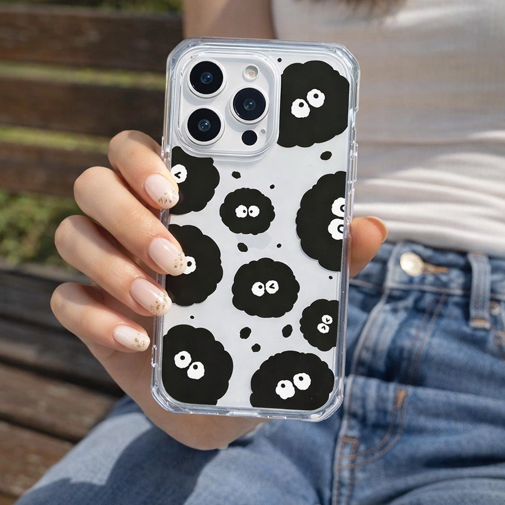 Cute Black Dust Pattern Clear Phone Case - KODDY aesthetic iphone case UK