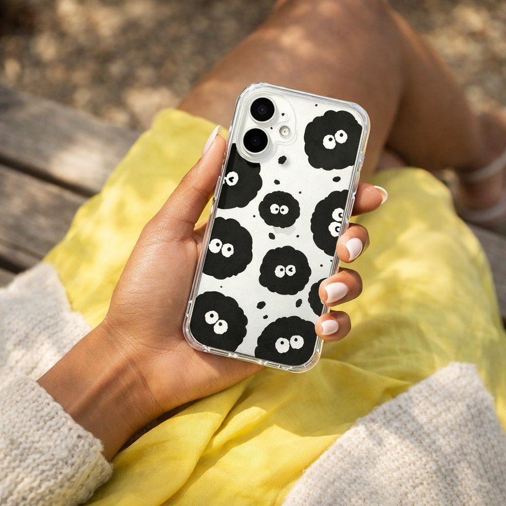 Cute Black Dust Pattern Clear Phone Case - KODDY aesthetic iphone case UK