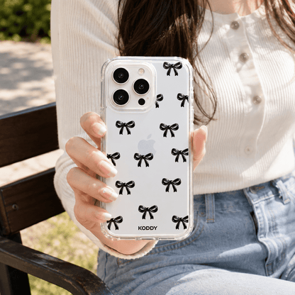 Cute Black Ribbon Bow Pattern Phone Case-KODDY aesthetic iphone case UK