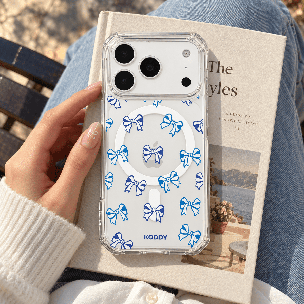 Cute Blue Ribbon Bow Phone Case-KODDY aesthetic iphone case UK