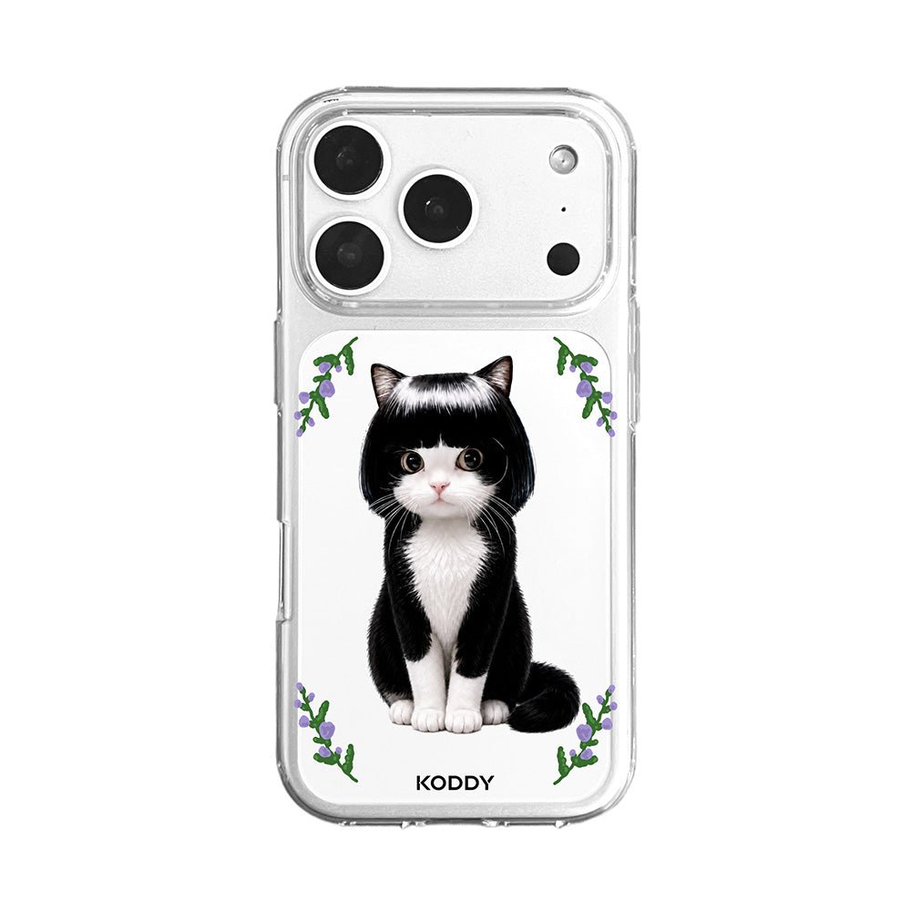 Cute Bob Hair Tuxedo Cat Clear Phone Case-KODDY aesthetic iphone case UK