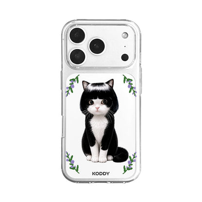 Cute Bob Hair Tuxedo Cat Clear Phone Case-KODDY aesthetic iphone case UK
