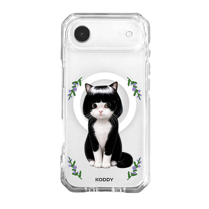 Cute Bob Hair Tuxedo Cat Clear Phone Case-KODDY aesthetic iphone case UK