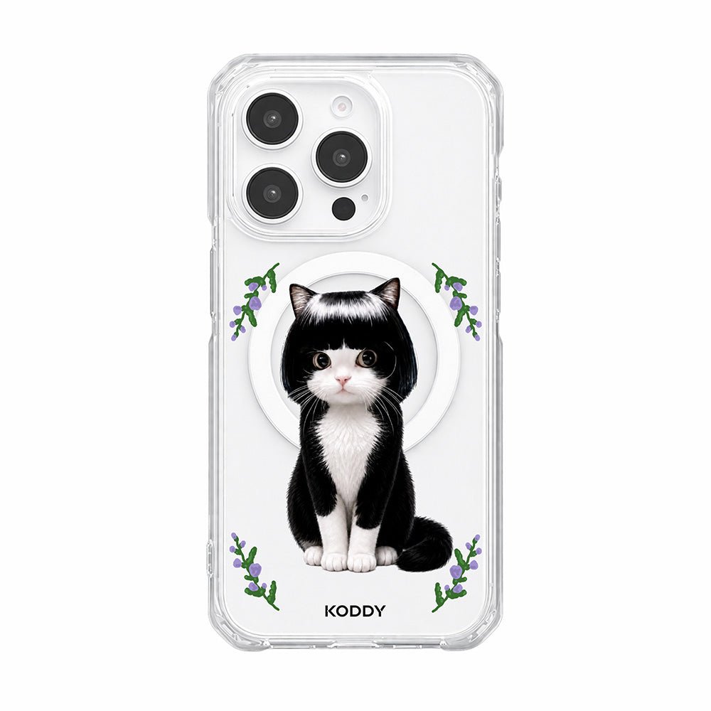 Cute Bob Hair Tuxedo Cat Clear Phone Case-KODDY aesthetic iphone case UK