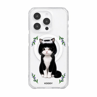 Cute Bob Hair Tuxedo Cat Clear Phone Case-KODDY aesthetic iphone case UK