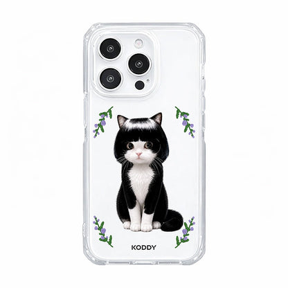 Cute Bob Hair Tuxedo Cat Clear Phone Case-KODDY aesthetic iphone case UK