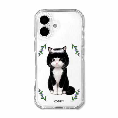 Cute Bob Hair Tuxedo Cat Clear Phone Case-KODDY aesthetic iphone case UK