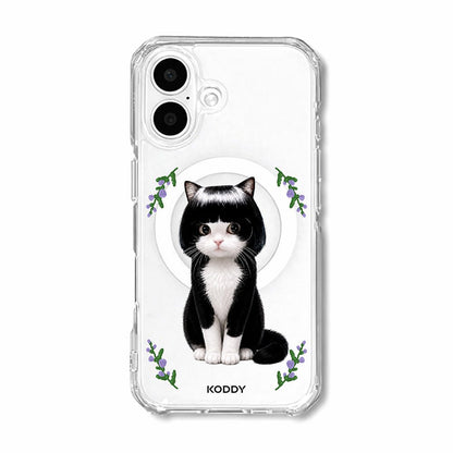Cute Bob Hair Tuxedo Cat Clear Phone Case-KODDY aesthetic iphone case UK