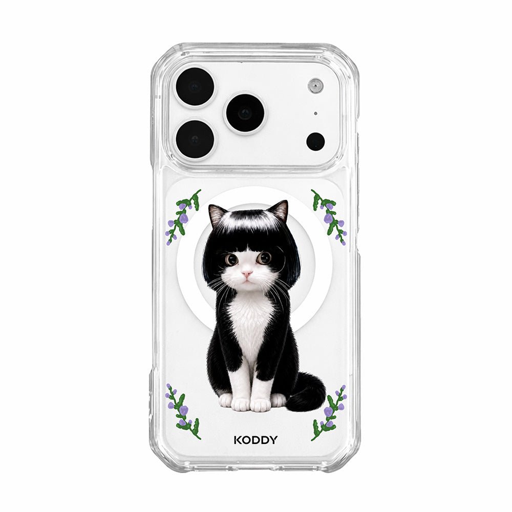 Cute Bob Hair Tuxedo Cat Clear Phone Case-KODDY aesthetic iphone case UK