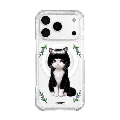 Cute Bob Hair Tuxedo Cat Clear Phone Case-KODDY aesthetic iphone case UK