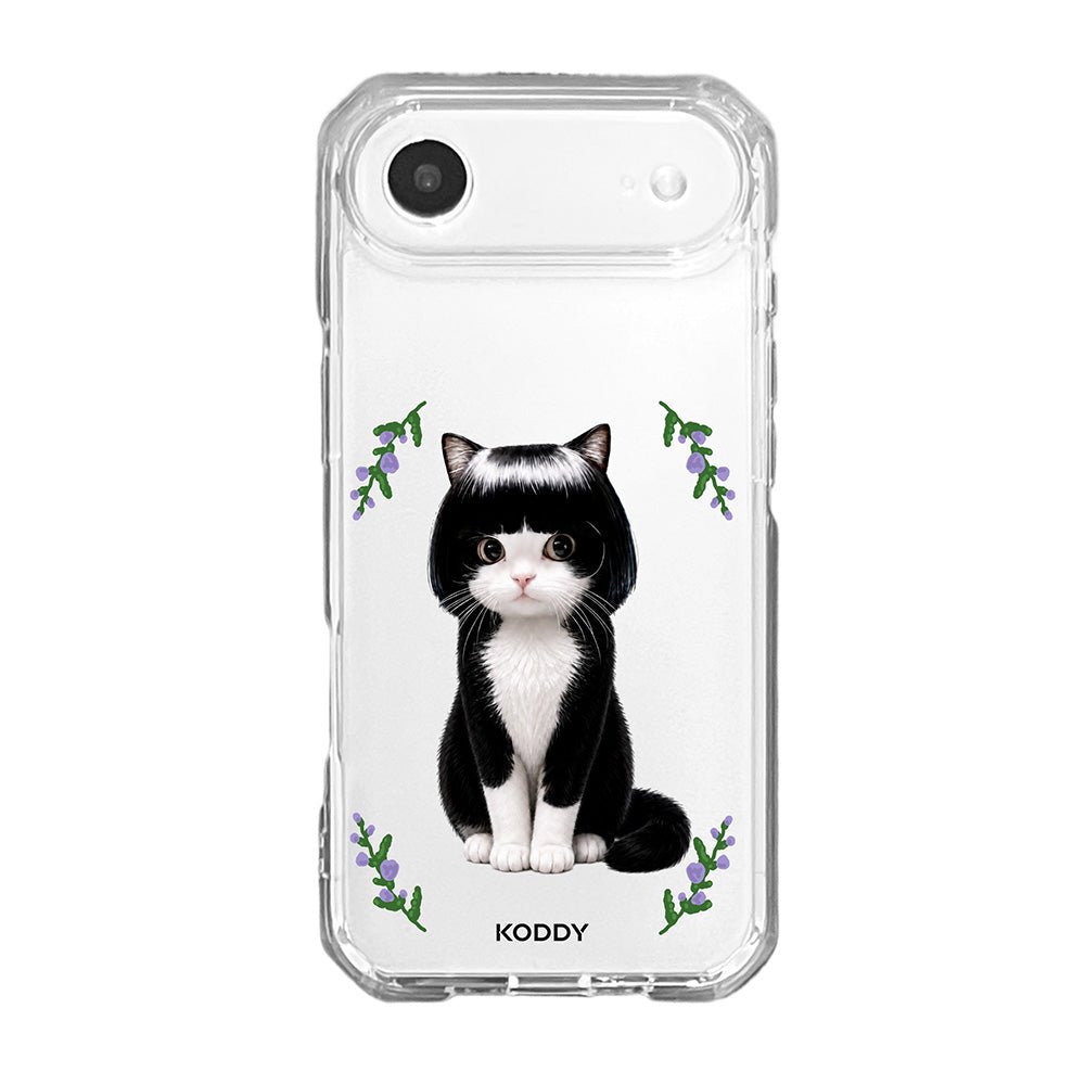 Cute Bob Hair Tuxedo Cat Clear Phone Case-KODDY aesthetic iphone case UK