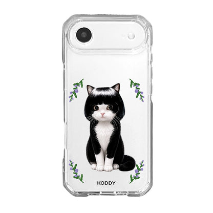 Cute Bob Hair Tuxedo Cat Clear Phone Case-KODDY aesthetic iphone case UK