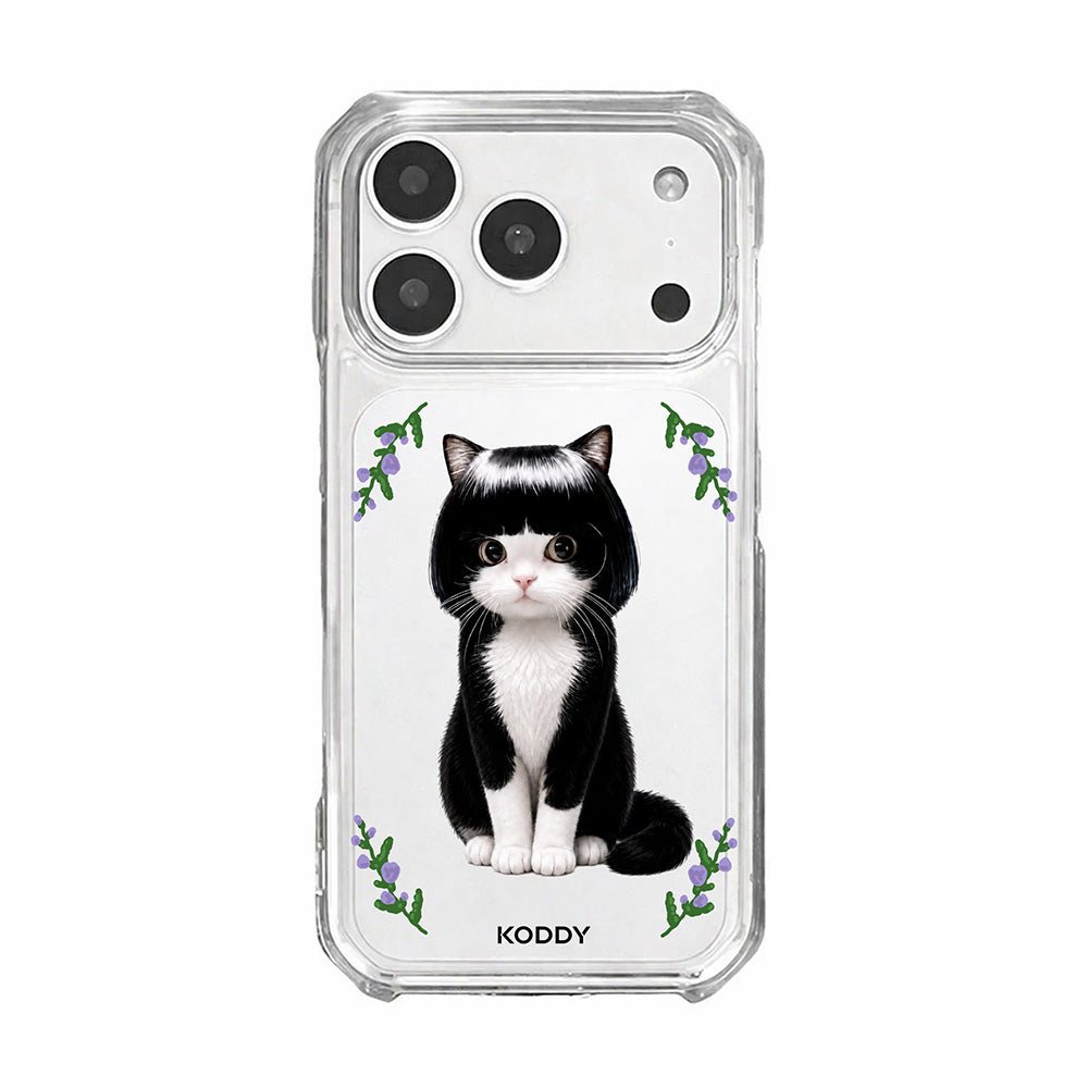 Cute Bob Hair Tuxedo Cat Clear Phone Case-KODDY aesthetic iphone case UK