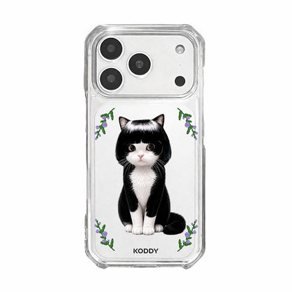 Cute Bob Hair Tuxedo Cat Clear Phone Case-KODDY aesthetic iphone case UK
