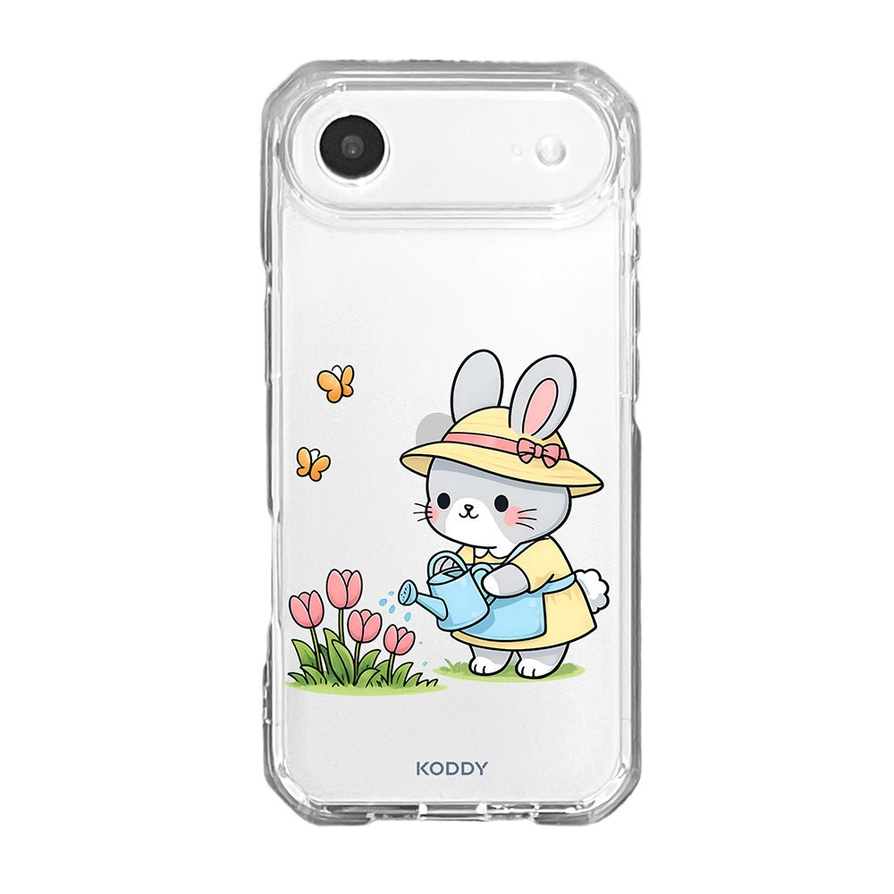 Cute Bunny Watering Flowers Clear Phone Case-KODDY aesthetic iphone case UK