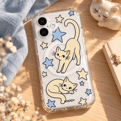 Cute Cat & Stars Aesthetic Phone Case-KODDY aesthetic iphone case UK