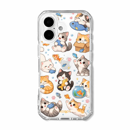 Cute Cats and Fish Clear Phone Case