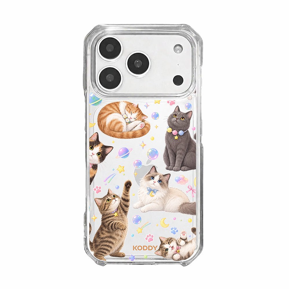 Cute Cats in Space Clear Phone Case