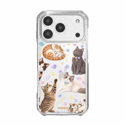 Cute Cats in Space Clear Phone Case
