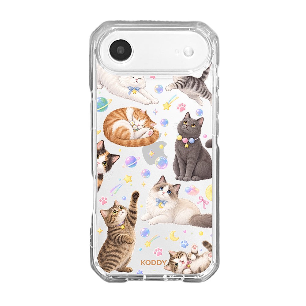 Cute Cats in Space Clear Phone Case