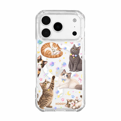 Cute Cats in Space Clear Phone Case