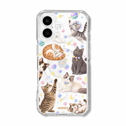 Cute Cats in Space Clear Phone Case