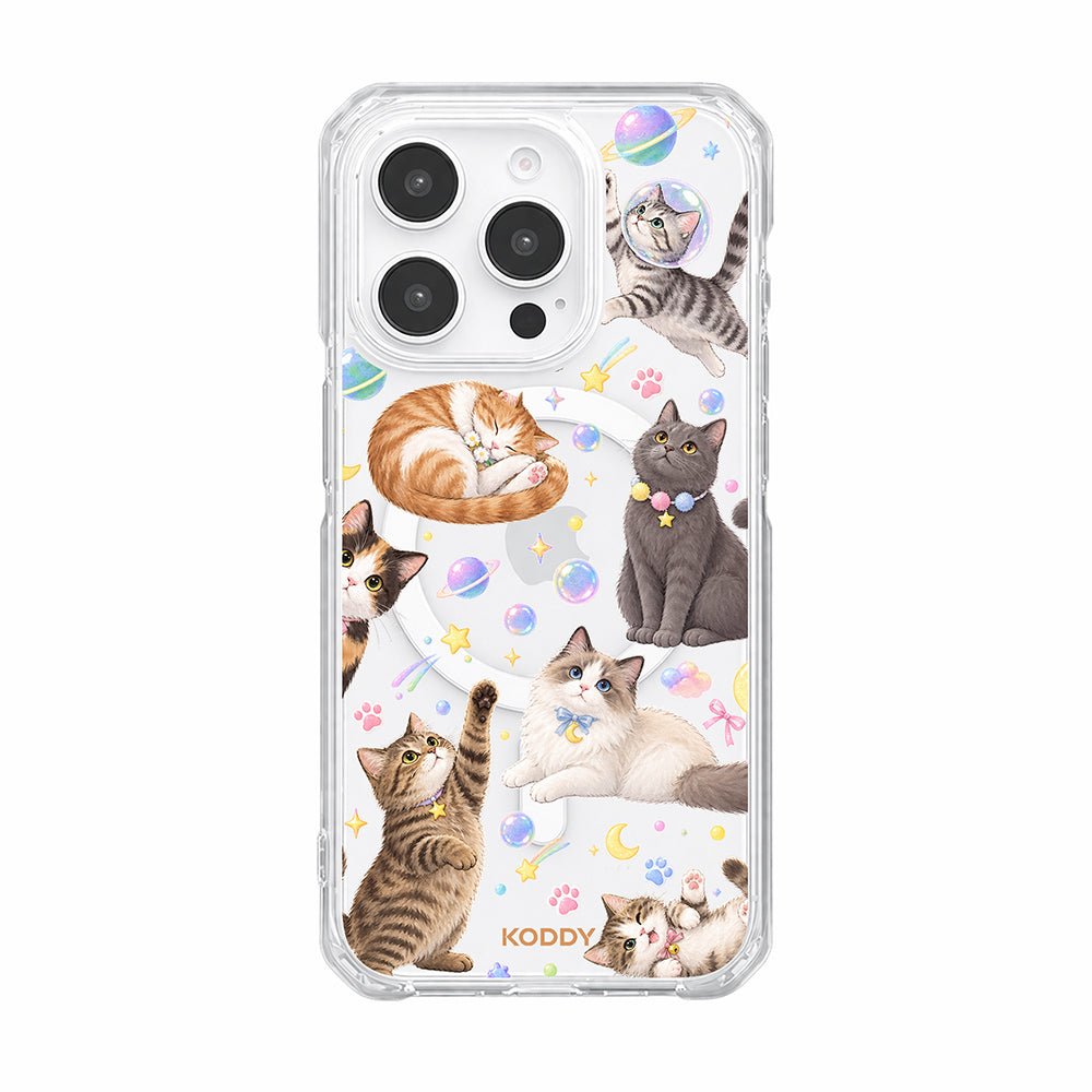 Cute Cats in Space Clear Phone Case