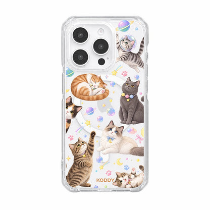 Cute Cats in Space Clear Phone Case
