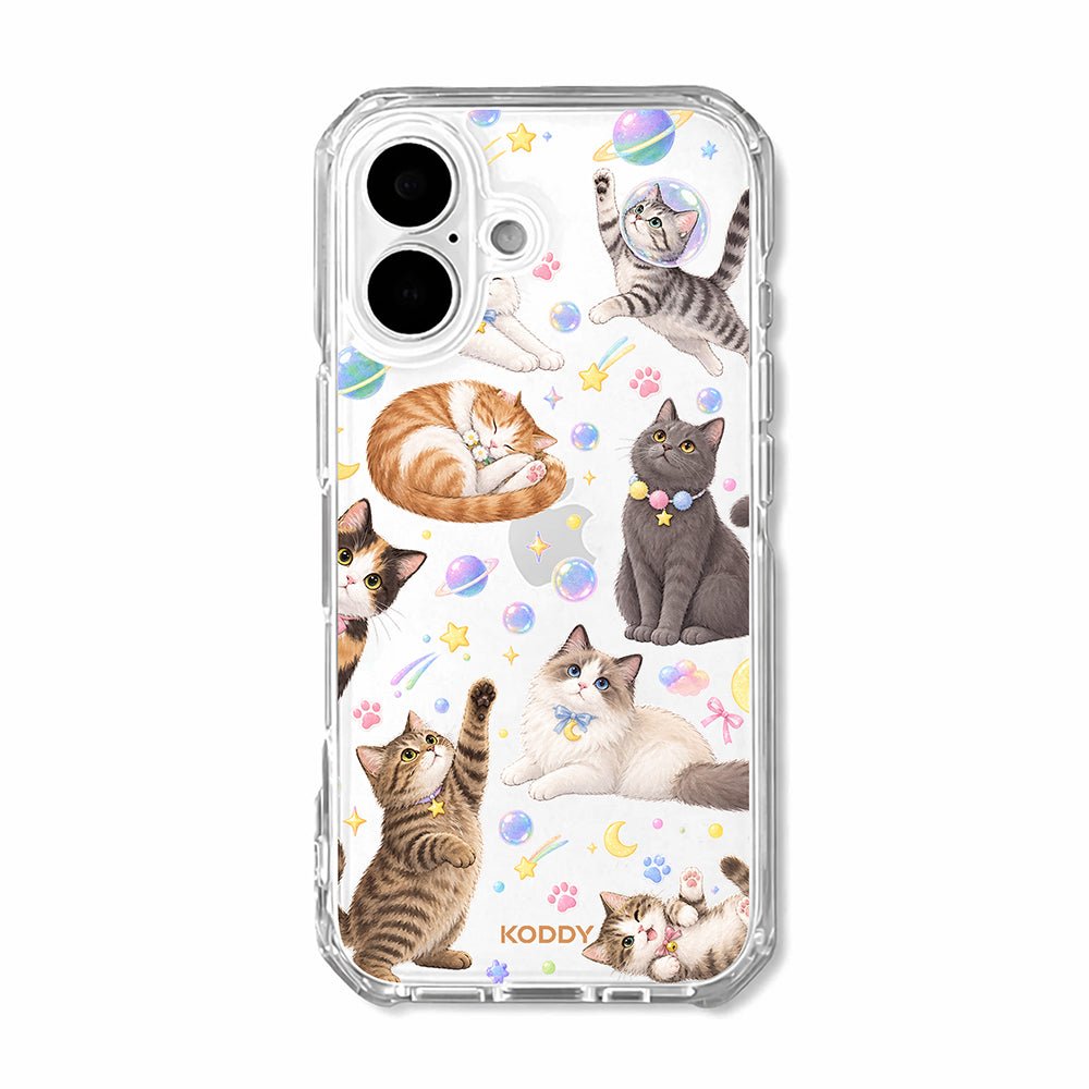 Cute Cats in Space Clear Phone Case